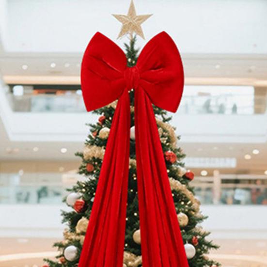 Christmas Bow Decoration Velvet Tree Topper Bow for Christmas Tree Wreath Home Room Wall Backdrop Decor