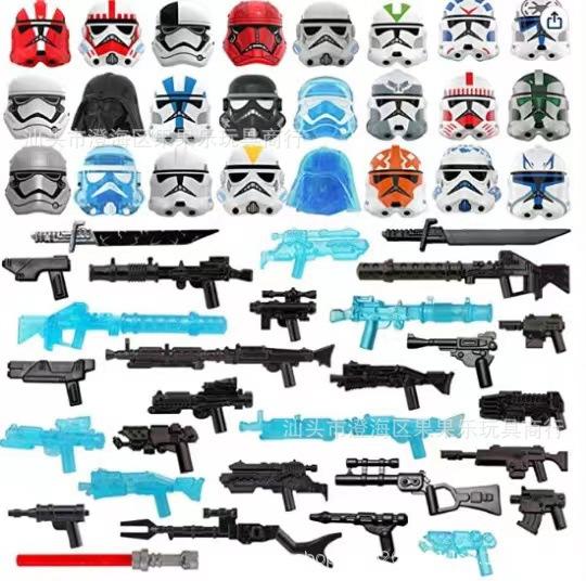 Mattoncini da Costruzione Serie Star Wars Testa Armi Accessori, Giocattoli Educativi da Assemblaggio per Bambini