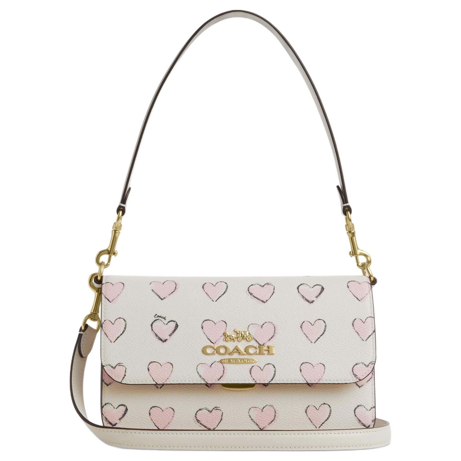 

Coach Brynn 23 Heart Print Metal Logo Leather Shoulder Bag Women Shoulder Bag Chalk-White CBS76-IMCAH Basic Set (Bag+Dust Bag)
