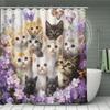 1/4 szt. Luksusowy zestaw zasłony prysznicowej wodoodpornej w koty i motyle, dekoracyjny zestaw łazienkowy, antypoślizgowy dywanik, pokrowiec na toaletę, mata kąpielowa i 12 haczyków