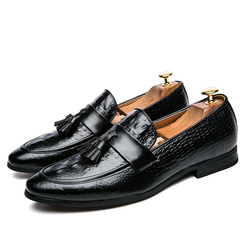 

High Quality Formal Shoes For Men Tassels Leather Loafers Men Business British Wedding Social Leather Shoes Men’s Dress Shoes 47 чорний