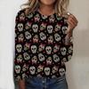 2025 Autumn & Winter Women's New Casual Crew Neck Long Sleeve Top 3D Halloween Pattern Ideal Halloween Christmas Gift