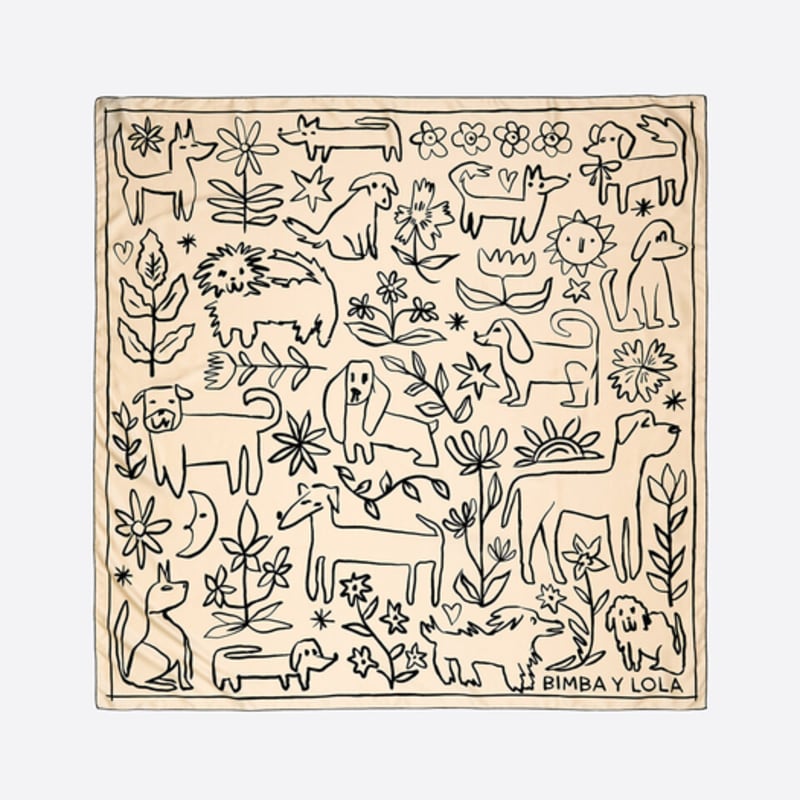BIMBA Y LOLA Ecru Sketch Dog Scarf B256AIF005IVF