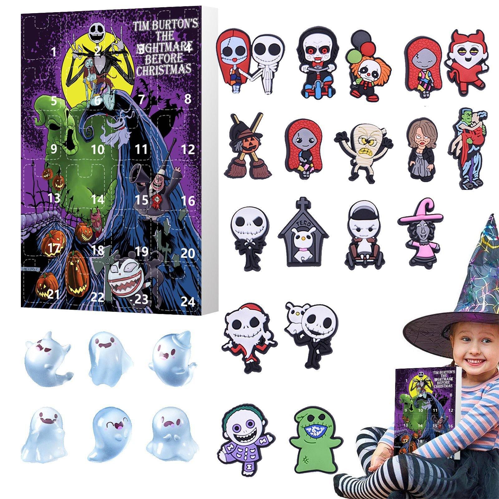 

Адвент-календарь для кукол на Хэллоуин содержит 24 подарка, адвент-календарь с фигурками ужасов на Хэллоуин, календарь обратного отсчета на Хэллоуин с игрушками-сюрпризами One Size