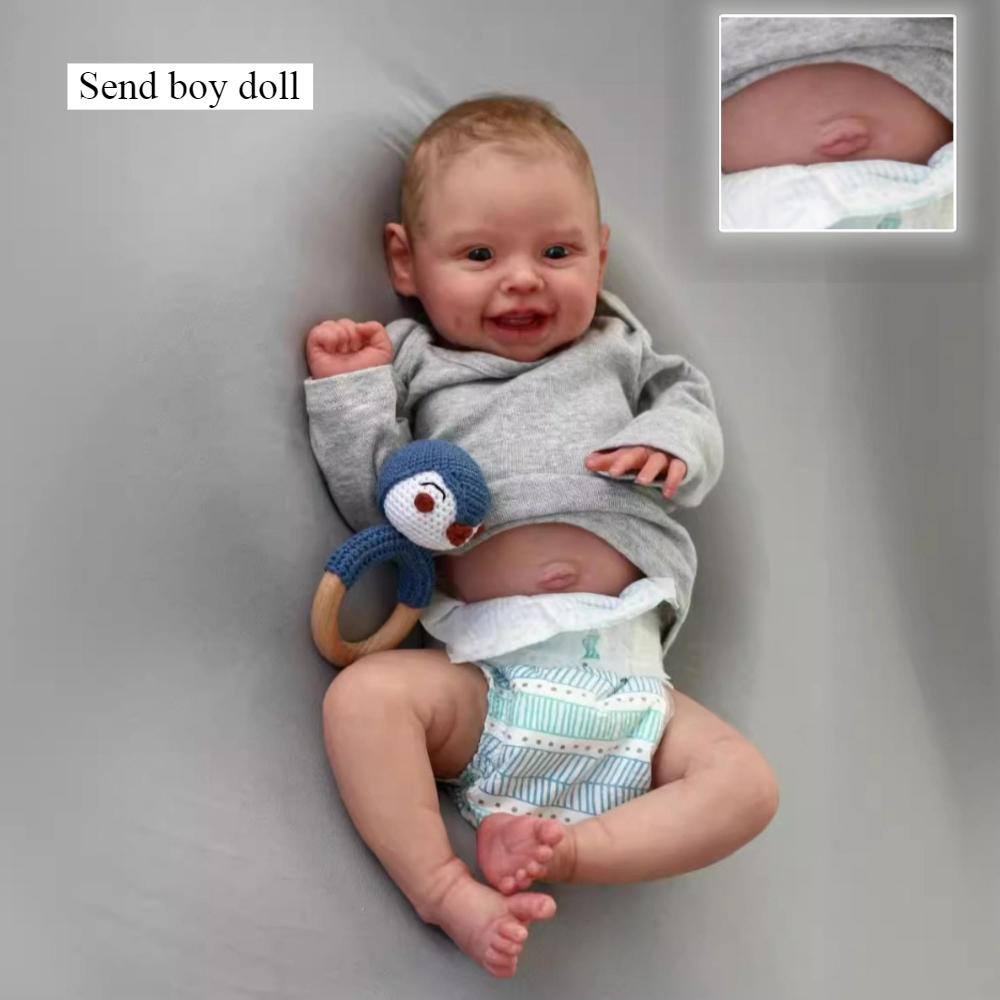 20'' 50cm Alive Reborn Babies Dolls Harper Full Vinyl Body Cute Smiling Face with Dimples Newborn Doll Hand 3D Painting Skin Realistic Simulation Doll