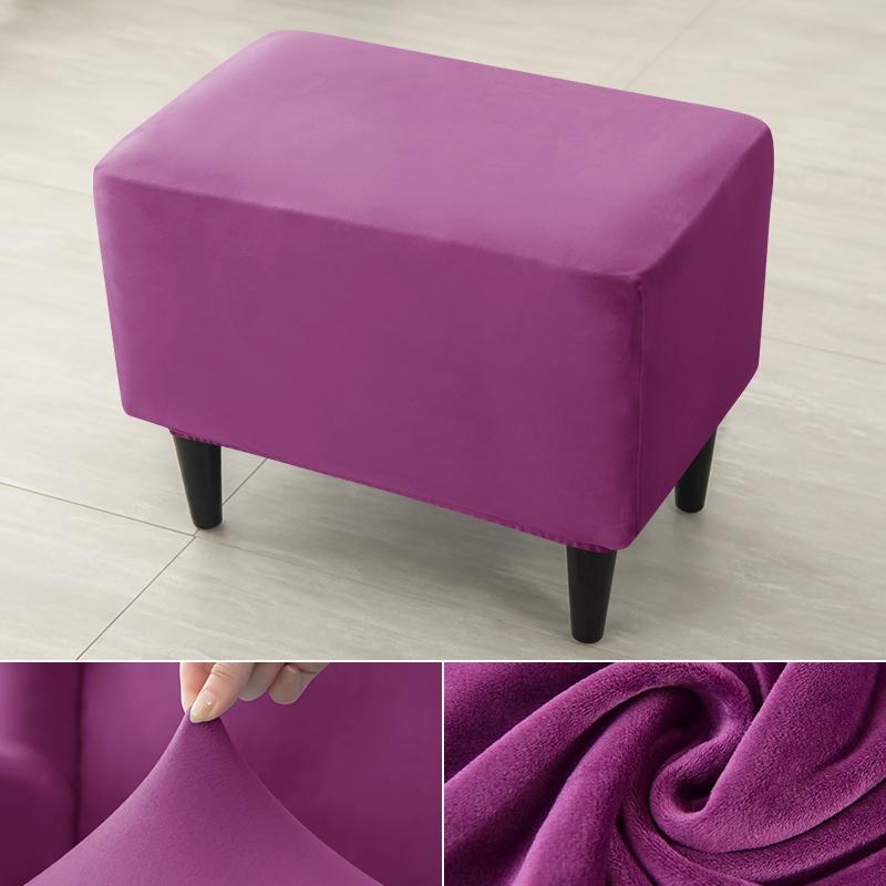 Miękki aksamit osmański pokrowiec na stołek Stretch prostokąt podnóżek narzuty antypoślizgowe zdejmowane Sofa fotel podnóżek Protector obejmuje