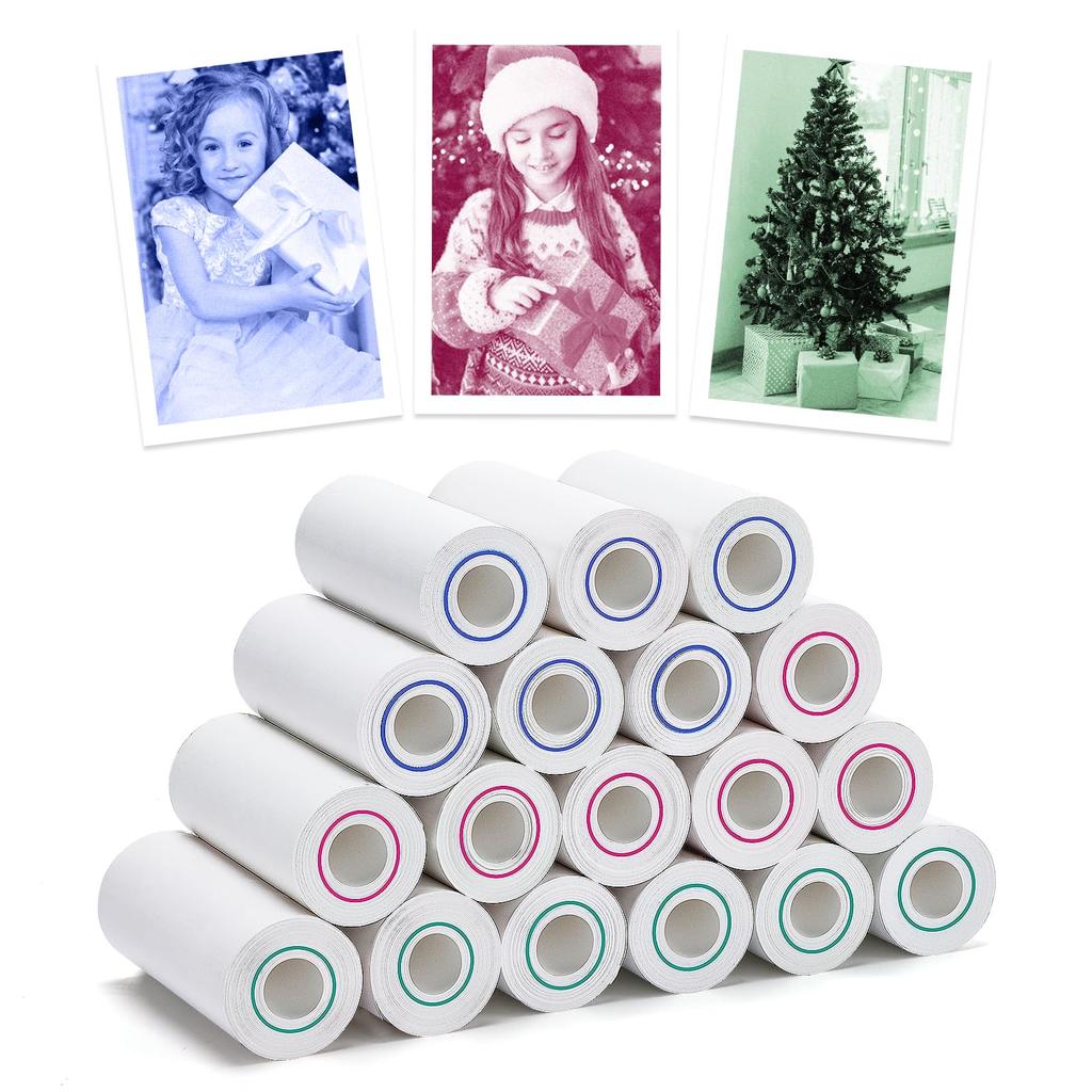 Rolo de Papel Refil para Câmera Infantil Revelação a Cores Vermelho Verde Azul, Câmera Térmica Instantânea Impressora de Fotos para Meninas Meninos Presentes de Aniversário Natal