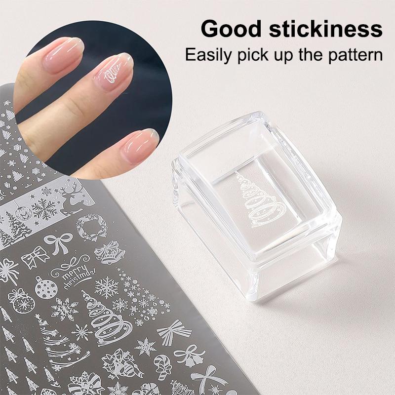 Transparent Nail Seal With Scraper Erasable French Nails Stamp Template Printing Tool Nail Polish Stamping Manicure Tool