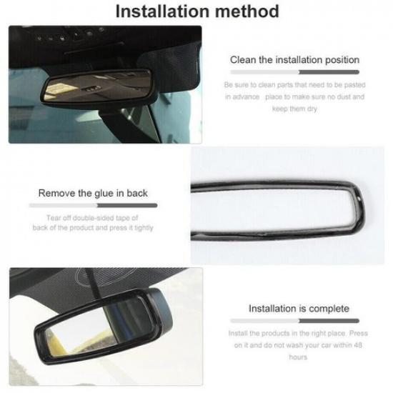 Car Console Rearview Mirror Frame Trim 1* For Ford F-150 2015- Bright Black