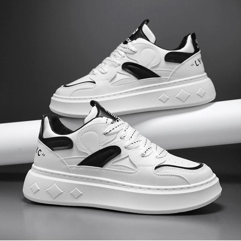 Spring Autumn Platform Shoes for Men Comfortable Breathable Men's Sports Shoes Versatile Men's White Casual Shoes Male Sneakers