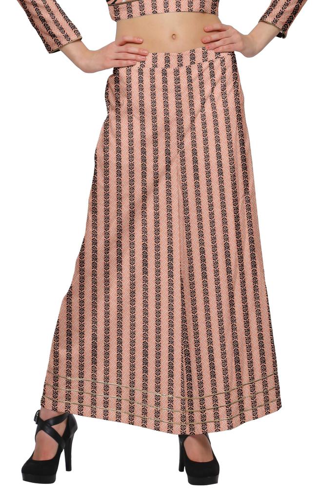 Moomaya Women Crop Top and Palazzo Pant Set Two Piece Printed Ethnic Wear