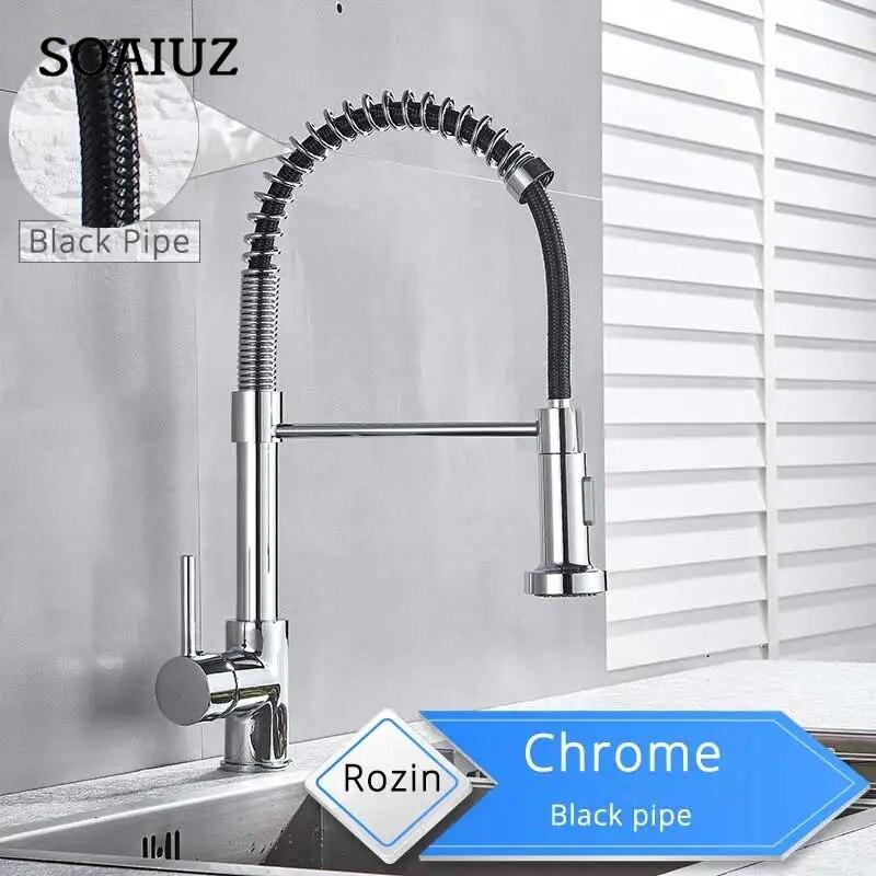 Rozin Matte Black Kitchen Faucet Deck Mounted Mixer Tap 360 Degree Rotation Stream Sprayer Nozzle Kitchen Sink Hot Cold Taps