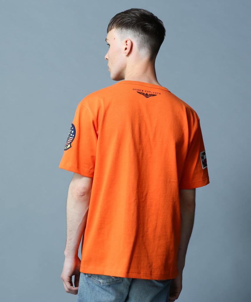 AVIREX TOP GUN WAPPEN CREW NECK Top Gun Patch Size L T-SHIRT (WEB&DEPOT Exclusive) T-Shirt, (150), Orange, 783-3934021
