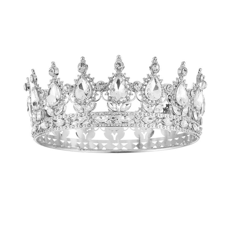 Elegant Rhinestone Alloy Crown Tiara: Exquisite Retro Bridal Headpiece & Hair Accessory