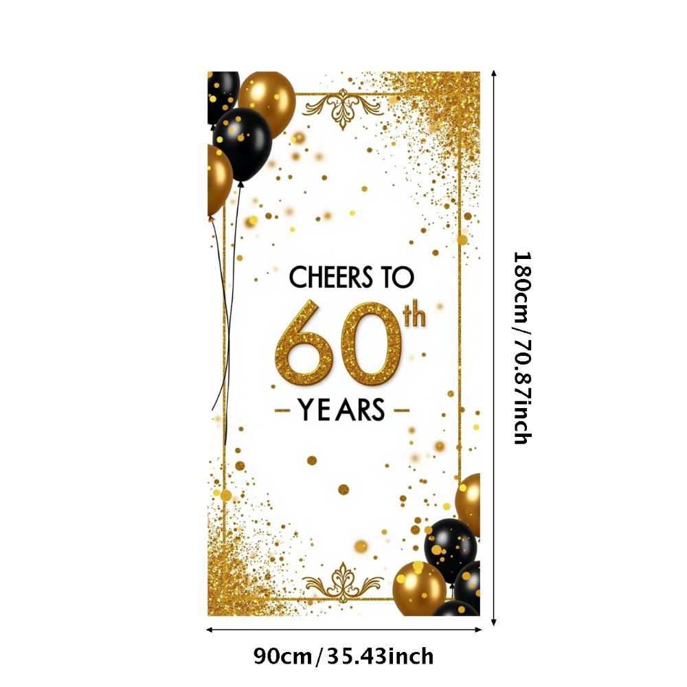60th Anniversary Banner Cheers To 60 Years Backdrop Glitter Party Decoration Birthday Wedding Event Photography Background Props