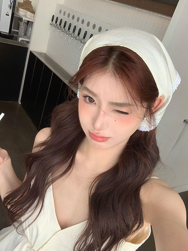 Japanese Sweet Pastoral Lace Headscarf Female Elegant Photo Accessories Square Scarf Fashion French Headscarf Hair Aesthetic