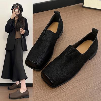 Estilo Minimalista de Punta Cuadrada de Nicho, Mocasines Versátiles de un Solo Pedal para el Commute, Zapatos Individuales de Primavera y Otoño para Mujer