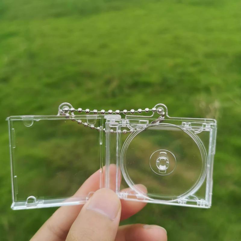 1/50pcs Clear Peripheral Commemorative Album Blank Mini CD Case Pendant For DIY Keychains Backpack Hanging Decoration Keyrings