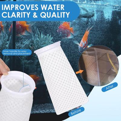 6/12 Stück 4 Zoll 150 Mikron Filtersocken Wiederverwendbar 3D Wabenmuster Aquarium Filterbeutel für Süßwasser Salzwasser Aquarium Teich Sumpfbecken Überläufe