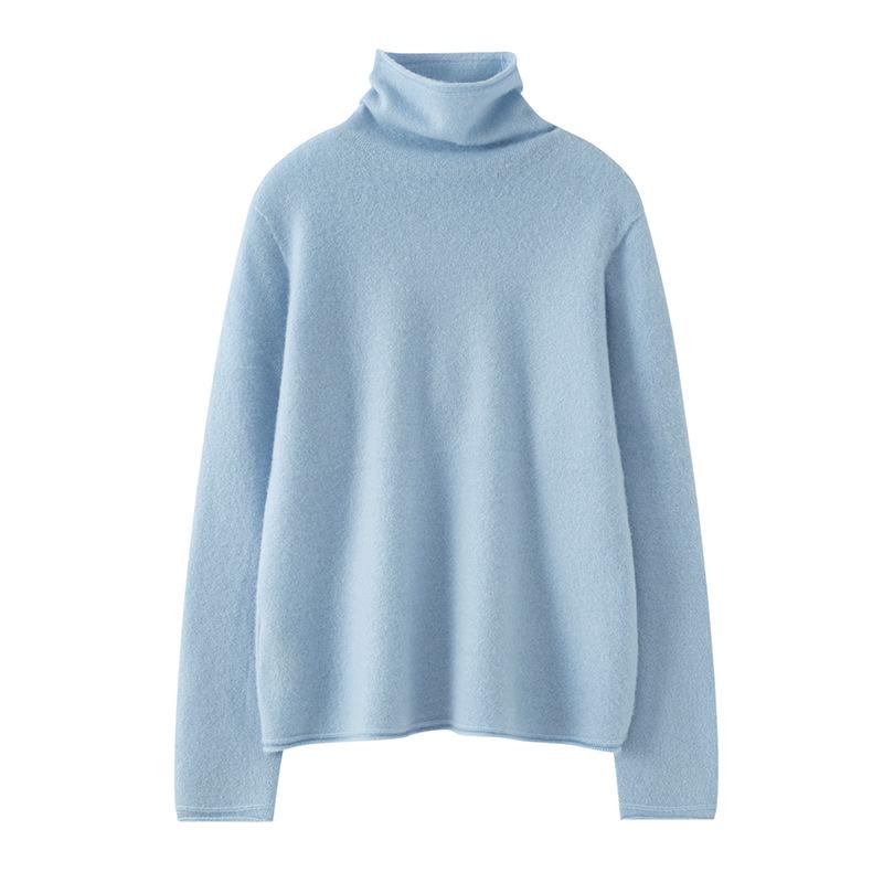 Women's 100% Pure Cashmere High Neck Sweater - Warm, Versatile Pullover for Autumn/Winter.