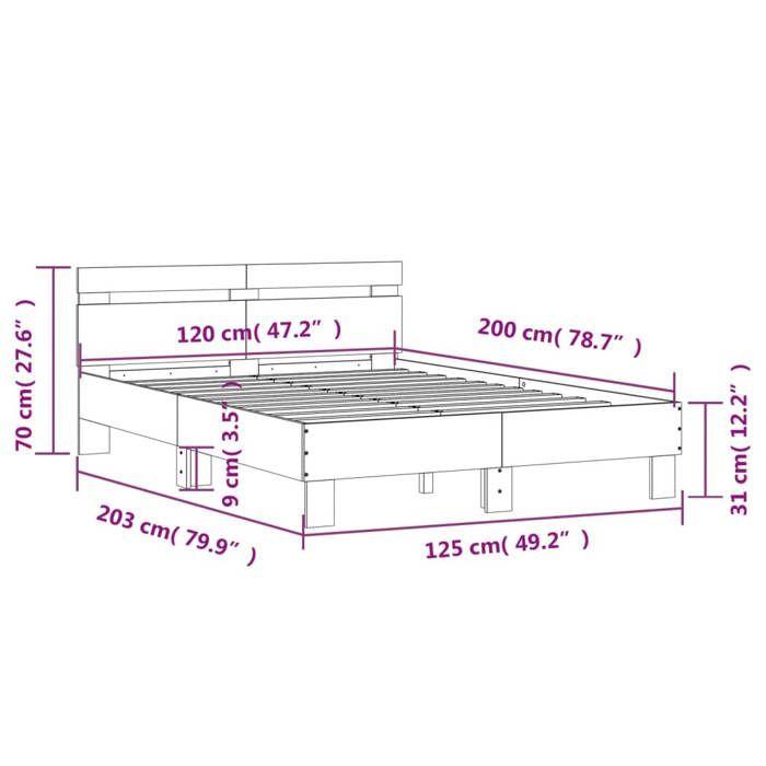 VidaXL Bed Frame with Headboard Black 120x200 Cm Engineered Wood 3207428