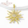 18K Gold Plated Brass Metal Cubic Zirconia Sun / Cross / Horseshoe / Chili Pepper / Wings Pendants Charms For Jewelry Making