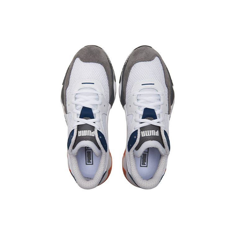 Puma Storm Origin Fabric Two-Layer Cowhide Synthetic Leather Sports Round Toe Low-Top Lifestyle Casual Shoes Unisex Sneakers White Gray Blue 369770-10