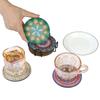 DIY Diamond Paint Christmas Coasters Pack of 8 Ceramic Drink Glass Cup Cushion Non-slip Table DIY Placemat Insulation Pad with Holder