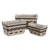 Corbeille - Lot de paniers africains - Bois et polyester - Gris - 38 x 26 x 24 cm