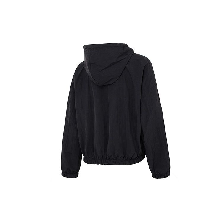 Adidas Logo Vyšívané Pruhované Lemování Kapuce Větrovka Bunda Dámská Bunda Černá HT3399