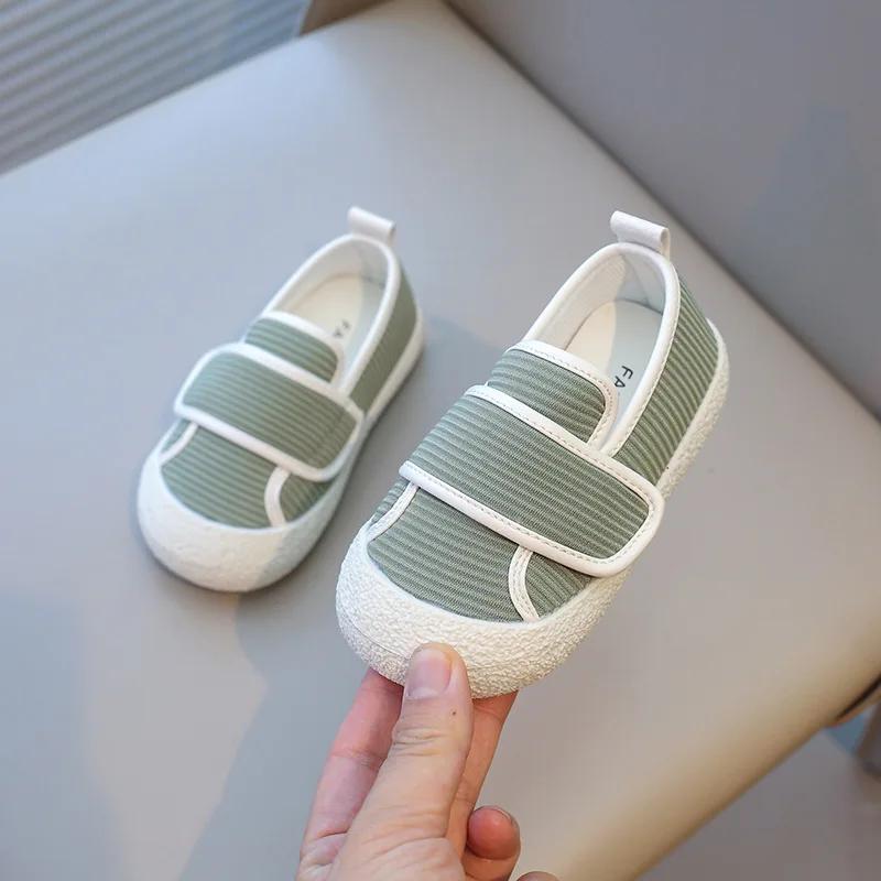Stripe Cloth Vamp Baby Shoes for Everyday Slip On Shallow Children Shoes Girls Boys Sneakers Skin-friendly Kids Shoes H09101
