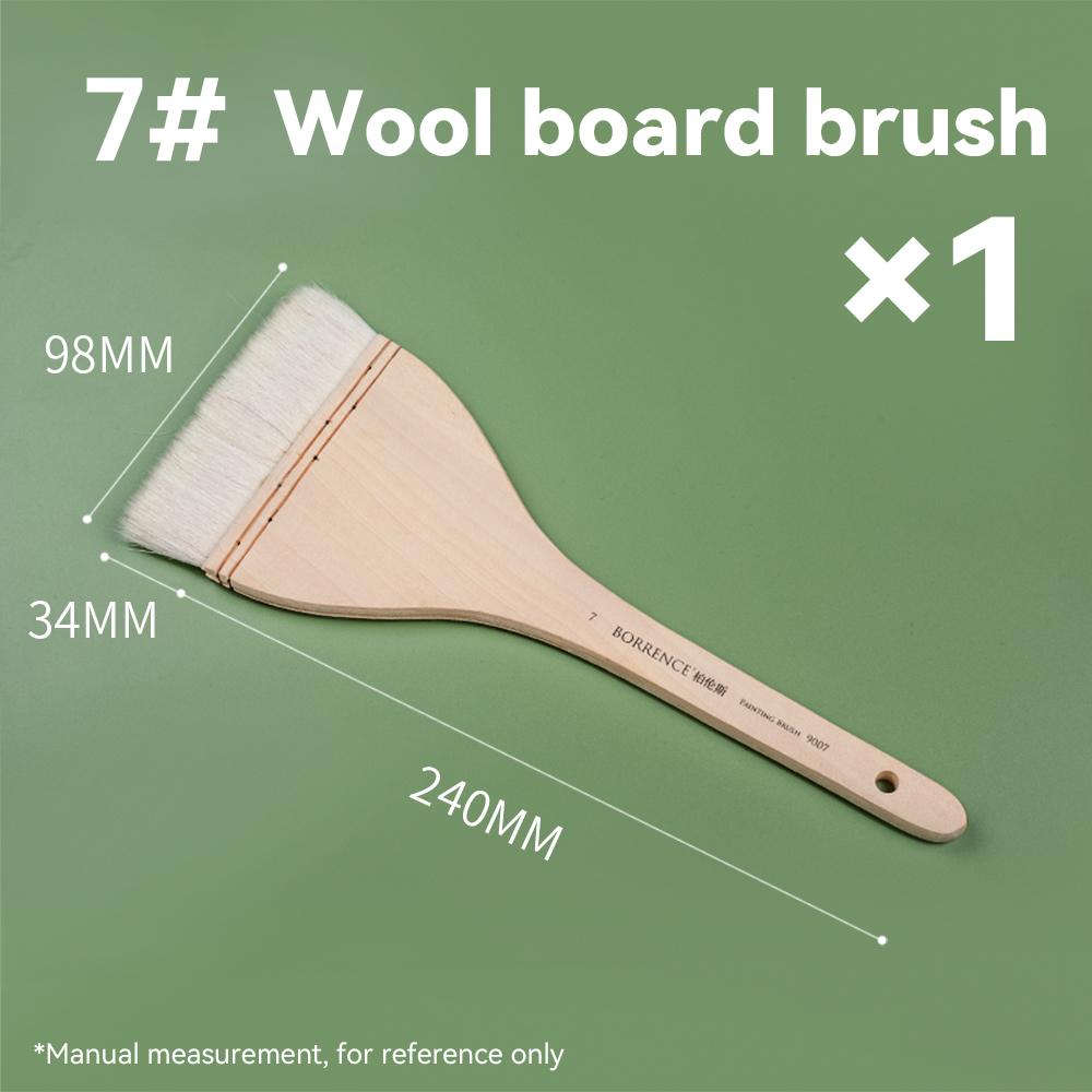 Flat Hake Paint Brushes Wool Hair Artist Painting Brushes for Oil Acrylic Watercolor Paints Drawing Art Supplies Wood Handles