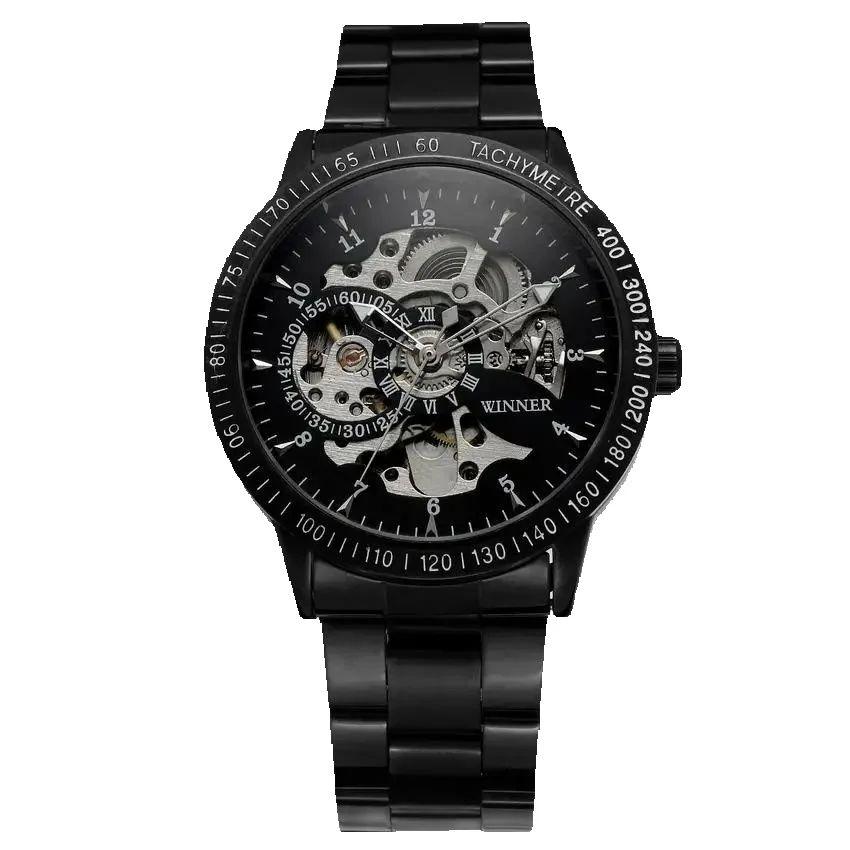 WINNER New Men Mechanical Watches Automatic Self-Wind Transparent Fashion Stainless Steel Wristwatch Skeleton Man Male Hour