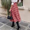 Women's Vintage Plaid High-Waist A-Line Casual Midi Skirt