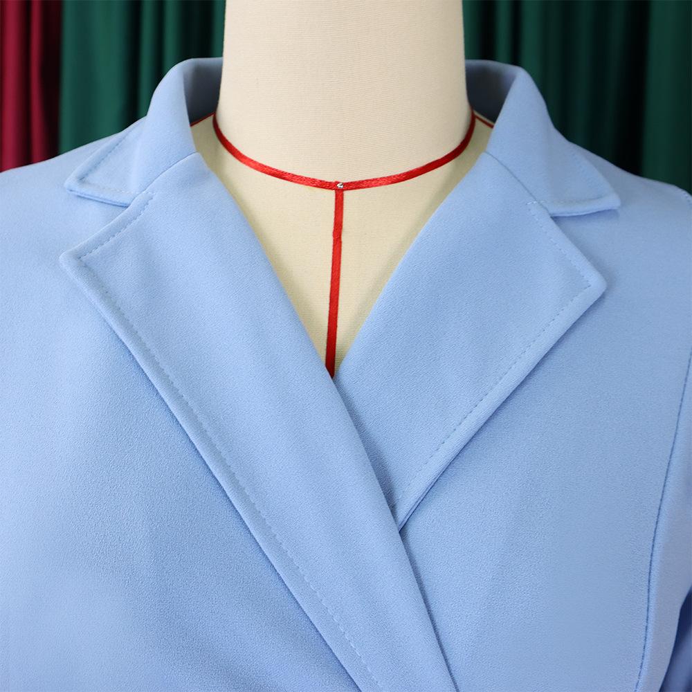 JKASHDK Damenmode Herbst Winter Einfarbiger Druck Übergröße 3/4 Ärmel Hohe Taille Freizeitkleider