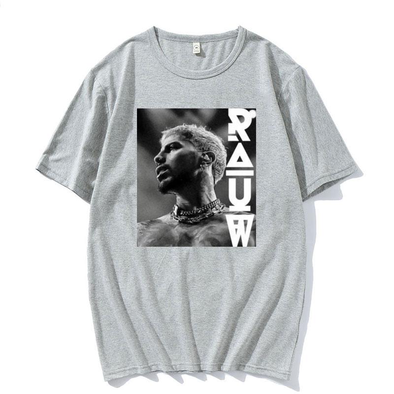 Rapper Rauw Alejandro Reggaeton Trap T-shirt Unisex's Harajuku Retro Hip Hop Punk T-shirts Unisex 100% Cotton Short Sleeve T Shirt