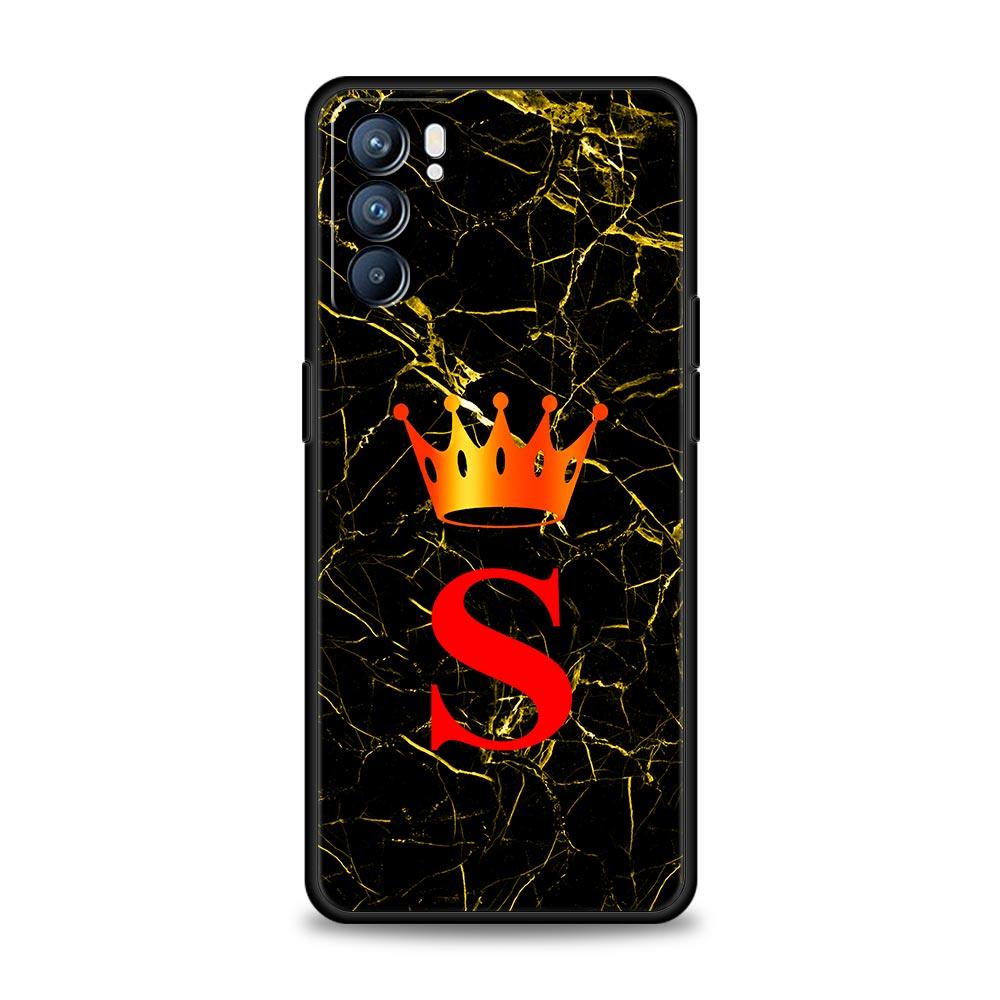 Marble Letter Phone Case For Oppo A17 A31 A54 A57 A78 A79 A98 Find X5 X6 Reno 6 7 8 10 11 12 13 F Pro 5G Soft TPU Cover Fundas