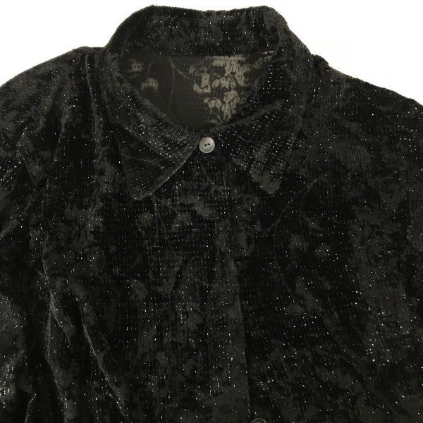 CHRISTIAN AUJARD Velour Shirt Jacket Shoulder Pads Women L Black(USED)