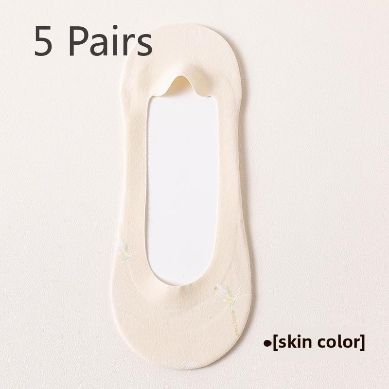 

5 пар летних женских носков, впитывающих пот, дышащих, невидимых, не оставляющих следов, носков-лодочек с неглубоким горлом 5 Pairs