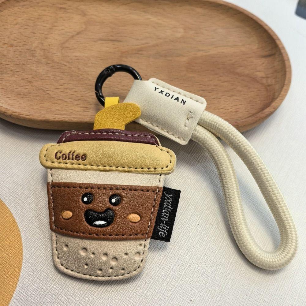 Funny Coffee Cup Shape Keychain Cartoon Car Key Ring Ice Cream Pendant  Bag Key Decor