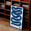 Japanese Retro Abstract Wall Art Print Poster Blue Waves Gradient Halo Canvas Painting Home Decor Art Poster-unframed
