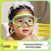 Kids' Large Frame Anti-Fog Waterproof Swim Goggles with Integrated Earplugs for Diving