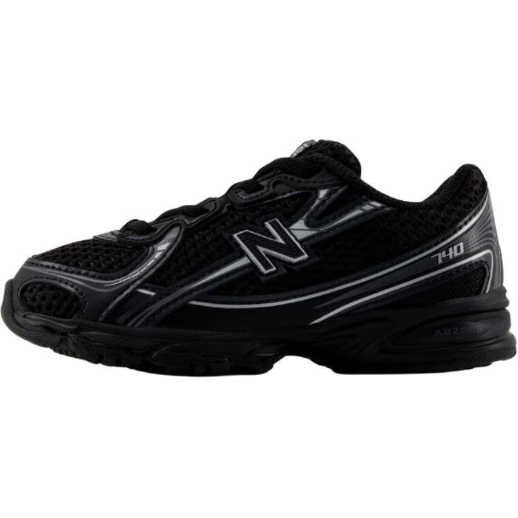 (TD) New Balance 740 Bungee Lace Black Silver Metallic Baby IZ740BM EU 25