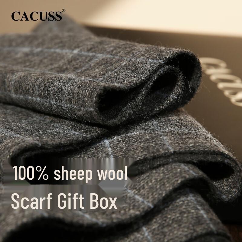 CACUSS Men's Pure Wool Warm Scarf with Gift Box