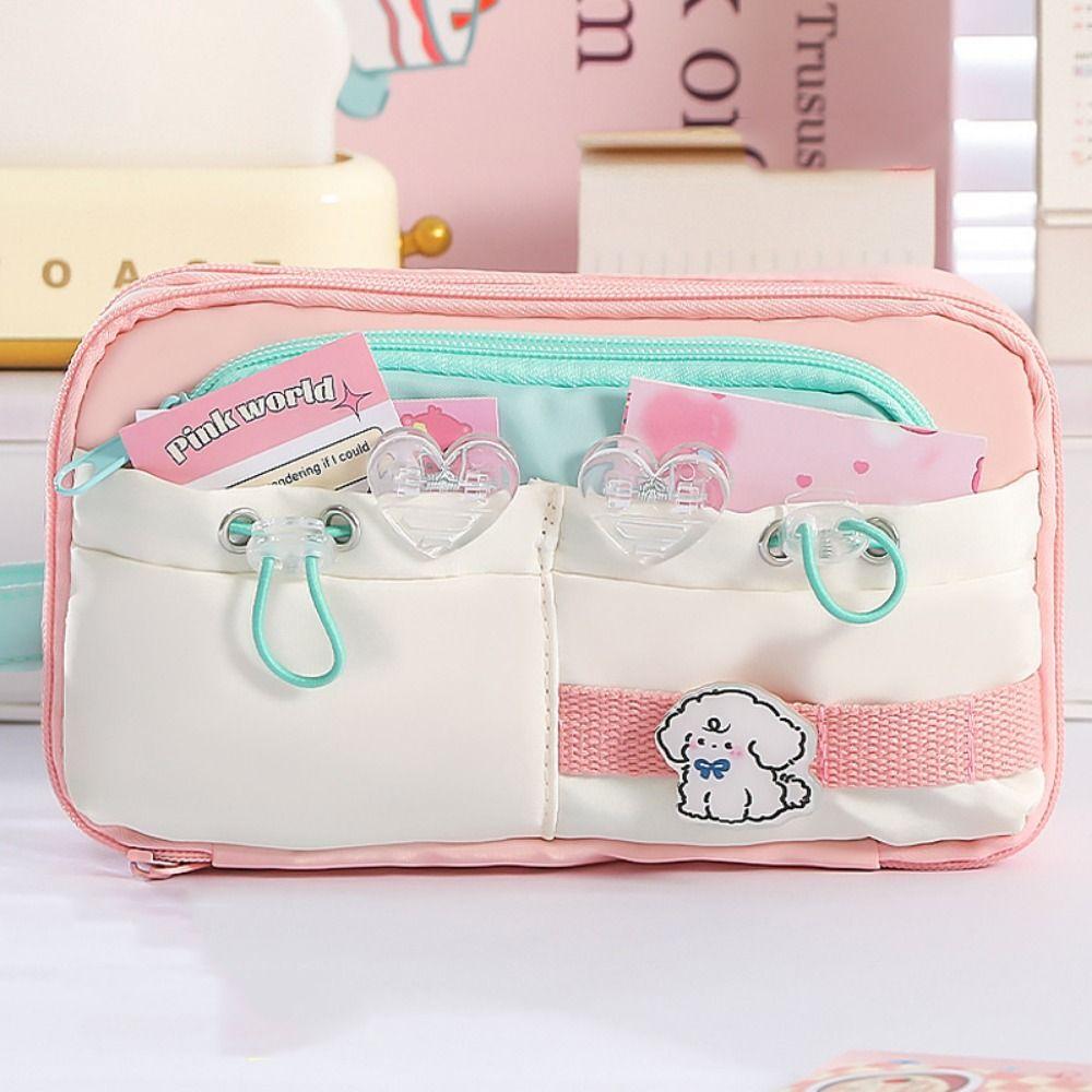 Flip Style Cute Pencil Pouch Multi-layer Gel Pen Organizer Simple Student Pencil Case  Stationery
