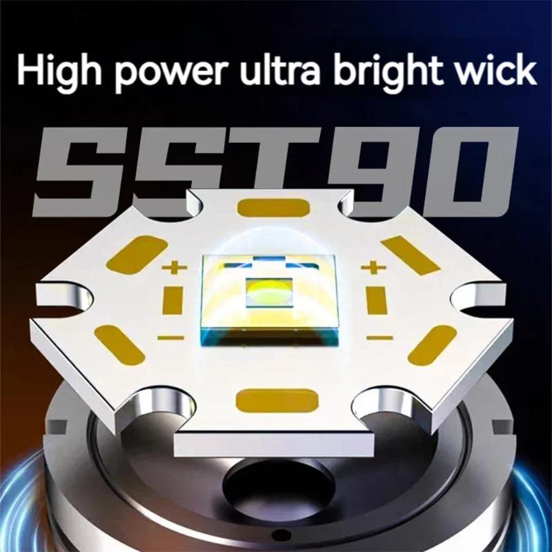 Most Powerful LED Flashlight 3000mah High Power Rechargeable Torch Tactical Lantern Ultra Powerful COB Flashlight With Type-C Charge