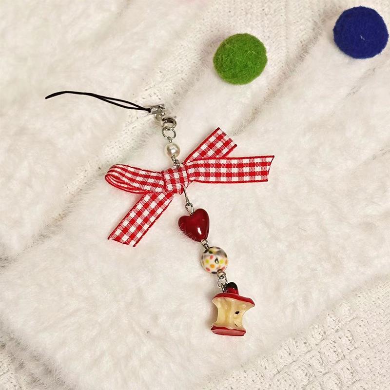 1Pc Cute Love Apple Keychain Apple Core Mobile Phone Rope Pendant Car Keyring U Disk Backpack Charms Bag Decor Send Bestie Gift