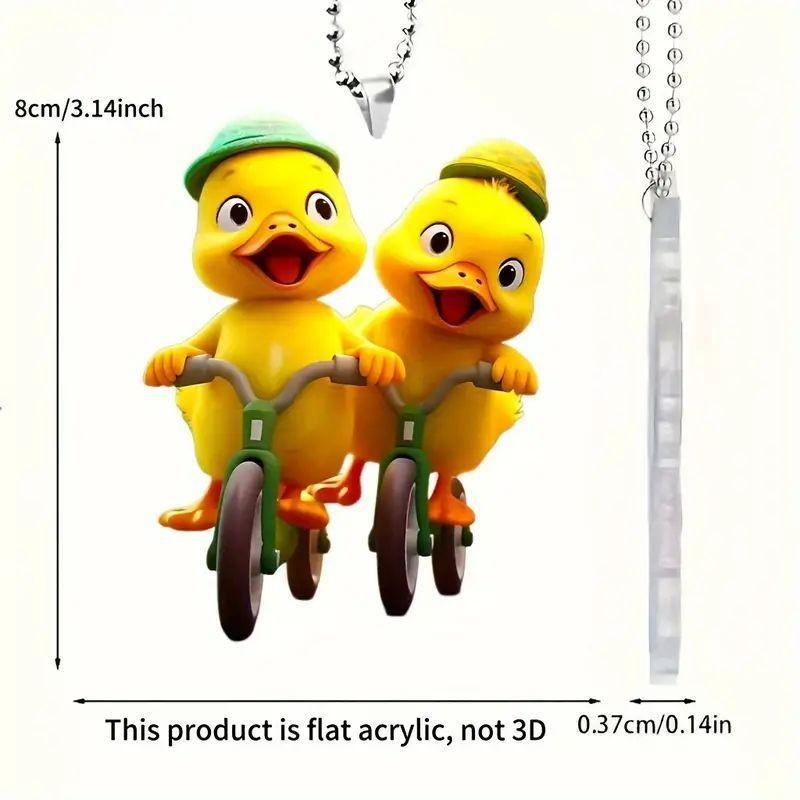 Yellow Duck Whimsical Acrylic Car Hanging Pendant For Cheerful Decoration Interior