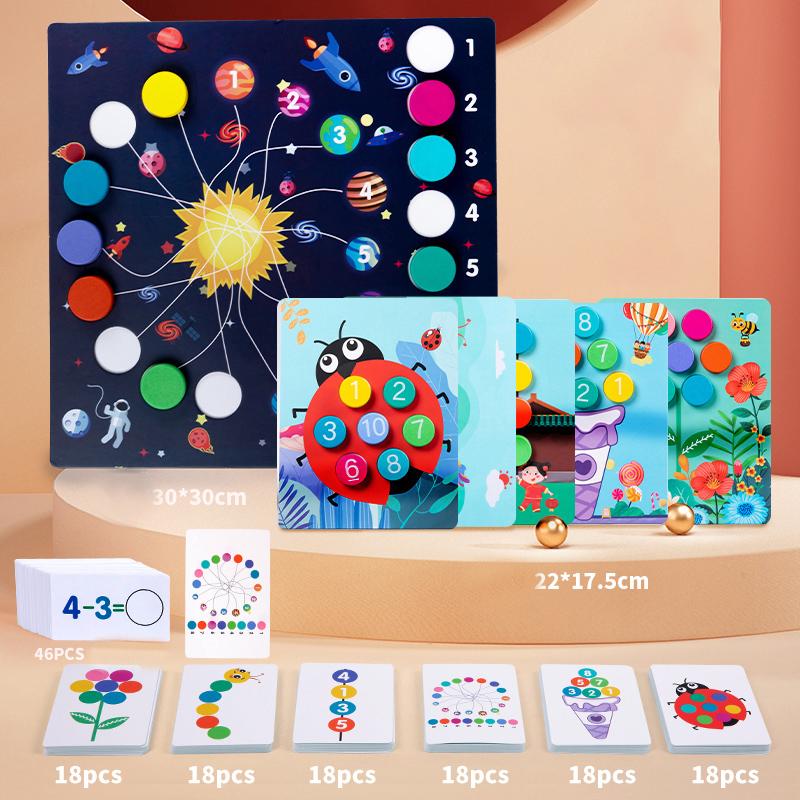 Dětská dřevěná tabule s čísly Kognitivní párování Sčítání Odčítání Operace Montessori Logické myšlení Trénink Matematické hračky