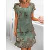 Polyester Short Sleeve Floral Print Dress With Digital Printing For Casual Spring Wear